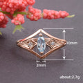 Rose Gold V Band Ring Marquise Light Blue Center Stone view 5