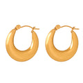 Gold Polished Thick U-Shape Chunky Hoop Earrings Pair view 5