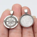 Reversible Round 20 mm Cabochon Pendant Settings in Two Finishes view 4