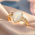 Champagne Gold Teardrop Opal Leaf Band Ring Sizes 6-10 view 2