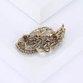 Gray Crystal Feather Brooch with Polished Metal and Decorative Accents view 4