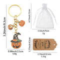 Pumpkin Witch Hat Multi Charm Gold Split Ring Keychain view 2