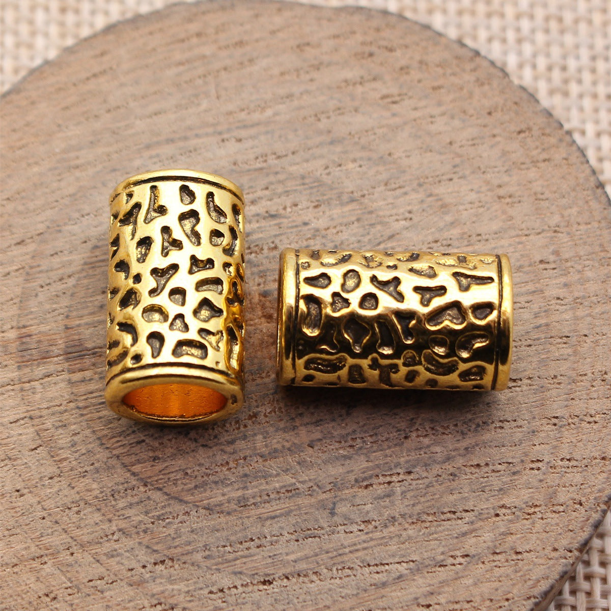 18x11x11mm 4.4g Multicolor Zinc Alloy Irregular Textured Tube Spacer Beads for Dreadlock Jewelry Making