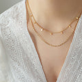 Double Layer Rhombus Charm Necklace Gold Or Steel Tone view 6