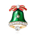 Green Enamel Christmas Bell Brooch Decorative Metal Pin For Jackets And Lapels view 1