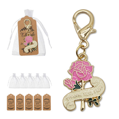 Pink rose Thank You Mom keychain with bags and tags