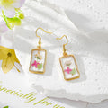 Rectangular Gold Frame Dried Flower Resin Earrings 10 Styles view 4