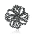 Dark Crystal Openwork Flower Brooch With Looping Petals view 1