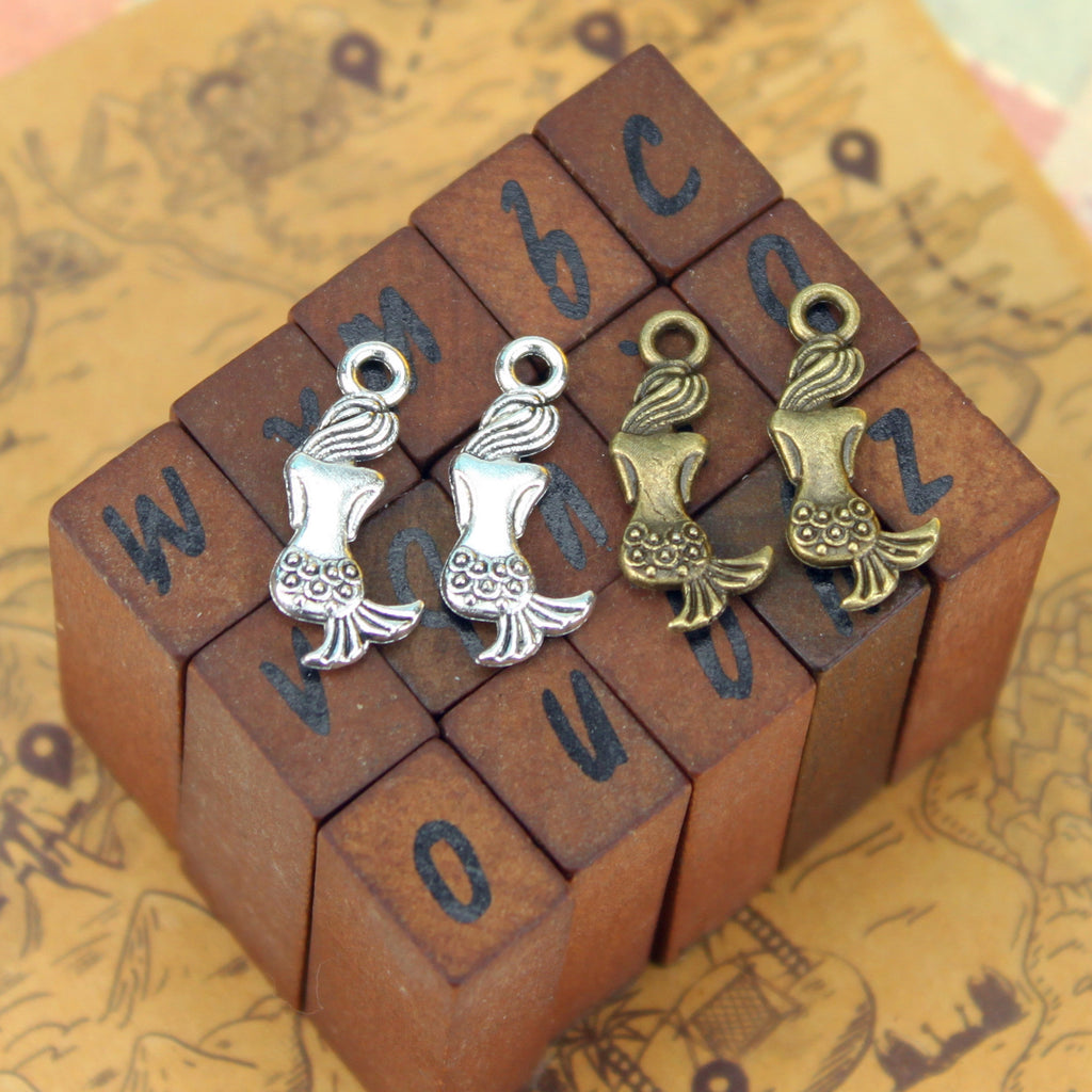 20x9mm Vintage Mermaid Wish Bottle Charm Pendant