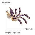 Gold Tone Long Tail Phoenix Brooch in Four Enamel Colors view 9