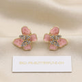 Pink Butterfly Clear Stone Cluster Small Stud Earrings view 4