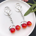 Red Yellow Gradient Resin Cherry Metal Clasp Keychain Set view 2