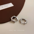Silver Bamboo Joint Mini Huggie Hoop Earrings Pair view 3