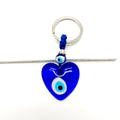 Silver Tone Blue Glass Evil Eye Clip Keychains in Five Shapes view 7