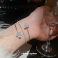 CZ Pearl Flower Multi Layer Open Bangle Cuff Silver Gold view 3