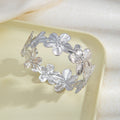 Layered Flower Branch Open Cuff Bracelet in Two Finishes view 7