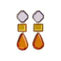Gold Geometric Resin Statement Necklace Drop Earrings Set view 5