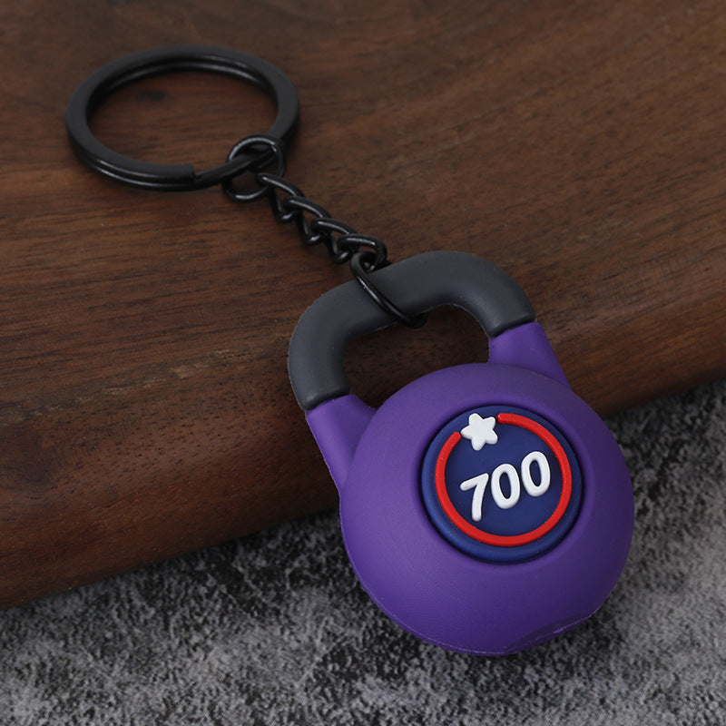 Fitness Barbell and Weight Plate Metal Keychain Gym Bag Charm