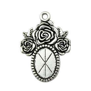 Rose Detail Oval Cabochon Pendant Settings in Two Finishes