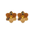 Crystal Pave Layered Flower Earrings with Distinctive Textured Details view 5