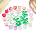 Translucent Glass Tulip Flower and Leaf Beads in Ten Colors view 2