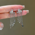 Silver Tone Butterfly Ear Cuffs With Fine Chain Tassels view 2