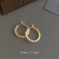 Polished Gold Braided Twisted Texture Circle Hoop Earrings view 7