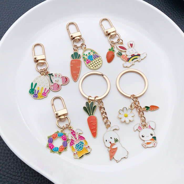 Six-Style Easter Bunny Egg Wreath and Carrot Keychain Collection
