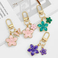 Enamel Flower Charm Keychain with Mini Flower Accent view 2