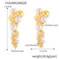 Gold Pearl Cluster Drop Earrings With Crystal Accents view 6