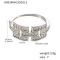 Geometric Link Open Ring Micro Zircon Stainless Steel Size Seven view 10