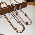 Layered Beaded Necklace in Brown and Gray Colorways view 4
