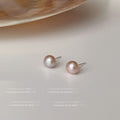 Pink Lavender Pearl Stud Earrings Matching Pair Metal Posts view 3