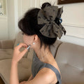 Gray Bow Print Fabric Oversized Hair Claw Clip 3 Styles view 2