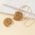 Gold Bead Nautilus Shell Charm Pendant Cream Cord Necklace view 4