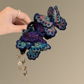 Purple Embroidered Butterfly Claw Clip Tassel Charm view 4