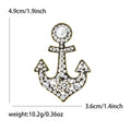 Rhinestone Anchor Brooch in Gold or Silver Decorative Lapel Pin view 6