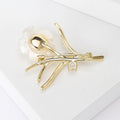 White Shell Flower Branch Brooch with Crystal Buds view 3