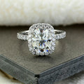 Oval Clear Solitaire Halo Ring In Polished Silver Tone view 3