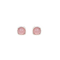 Pink Jelly Cabochon Square Stud Earrings Silver Frame view 5