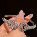Twisted Pavé Crystal Open Bangle And Matching Knot Rings view 7