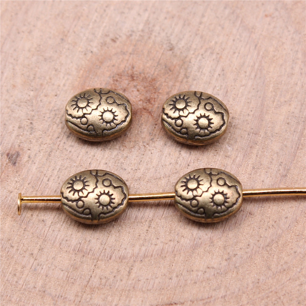 7x6x3mm 0.6g Multicolor Zinc Alloy Oval Sun Loose Metal Beads for DIY Bracelet Necklace Making