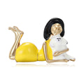 Reclining Woman Enamel Brooch in Pink or Yellow Decorative Lapel Pin view 1