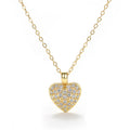 Gold Pave Heart Pendant Necklace Drop Earrings Set view 5
