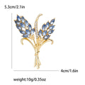 Wheat Sheaf Metal Brooch with Double Spray of Crystal-set Wheat Leaves Tied at the Stems view 6