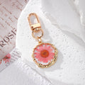 Pressed Daisy Resin Keychains Gold Lobster Clasp 8 Colors view 10