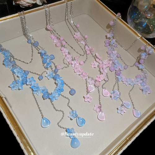 Floral Fringe design with Wavy Drops in Three Pastel Colors shown in a close-up product view