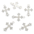 Ornate Crystal Cross Charms in Gold Tone and Silver Tone view 4