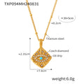 Gold Square Evil Eye Pendant Necklace Matching Ring Set view 6