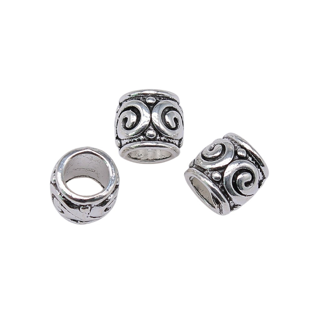 9x9x8mm 1.4g Zinc Alloy Roman Pattern Large Hole Spacer Beads for Bracelet Necklace DIY Jewelry